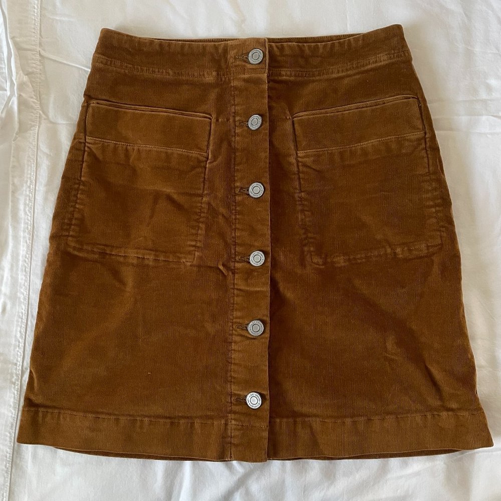 Lucky Brand Micro Corduroy High Waisted Button Up Mini Skirt Sz S